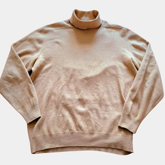 St. Andrews Woolen Mill Cashmere Pullover Camel Brown Turtleneck Sweater - Picture 1 of 5